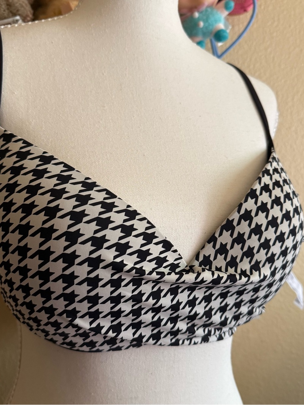 Skye Swimwear Black and White Houndstooth Bikini Top
